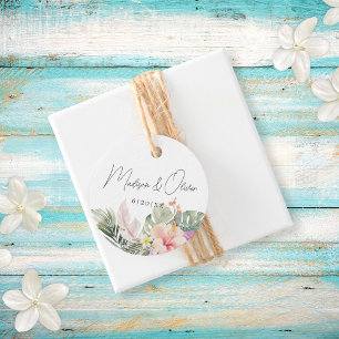 Tropical Botanicals Watercolor Wedding Favor Tags