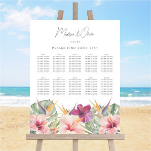 Tropical Botanicals Wedding 10 TABLE Seating Chart Foam Board