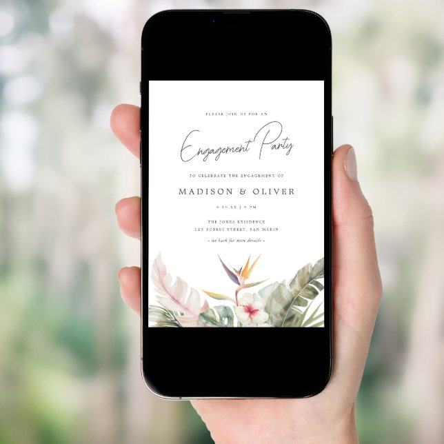 Tropical Botanicals Wedding Engagement Party Invitation (Front Digital)