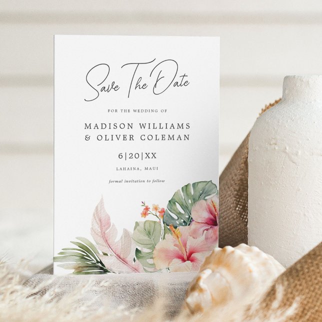 Tropical Botanicals Wedding Save The Date Invitation (Creator Uploaded)