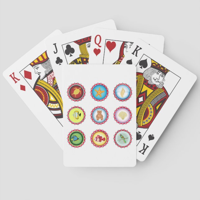 Tropical Bottle Caps Design Ocean and Wildlife  Poker Cards (Back)