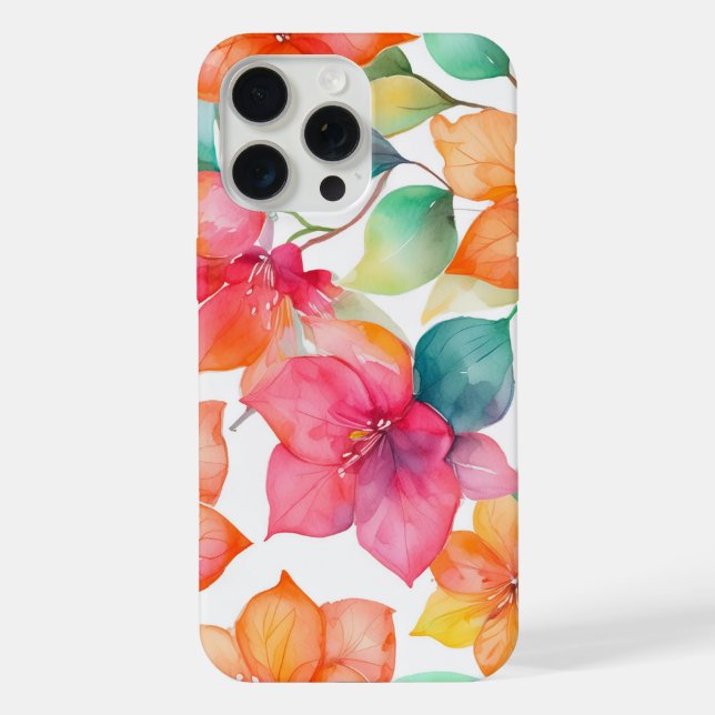 Tropical bougainvillea pattern iphone case (Back)