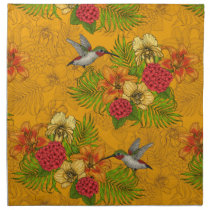 Tropical bouquet and hummingbirds 2 cloth napkin