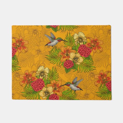 Tropical bouquet and hummingbirds 2 doormat