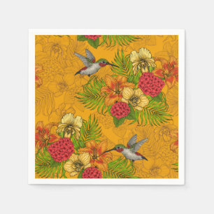 Tropical bouquet and hummingbirds 2 napkins