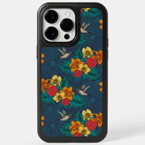 Tropical bouquet and hummingbirds OtterBox iPhone 14 pro max case