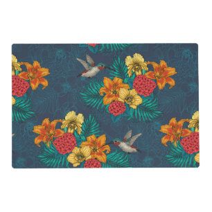 Tropical bouquet and hummingbirds placemat