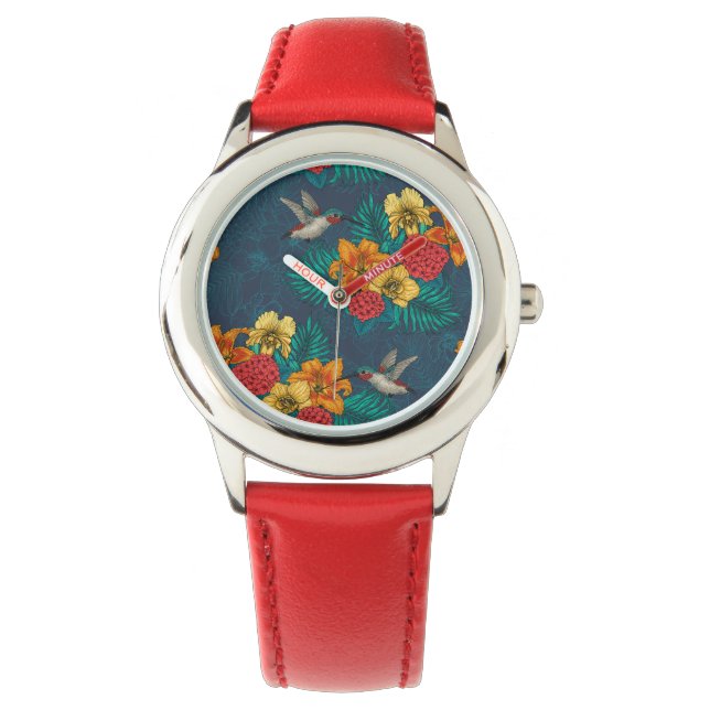 Tropical bouquet and hummingbirds watch (Front)