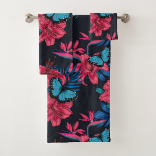 Tropical bouquet bath towel set