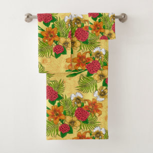 Tropical bouquet bath towel set