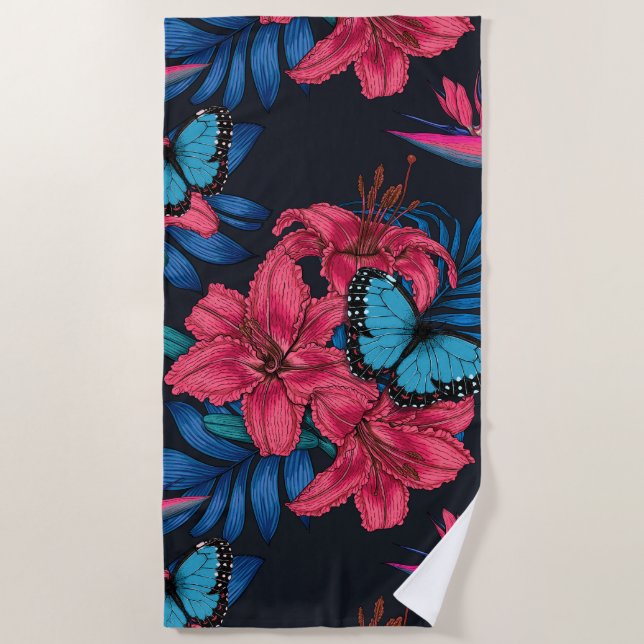 Tropical bouquet beach towel (Front)