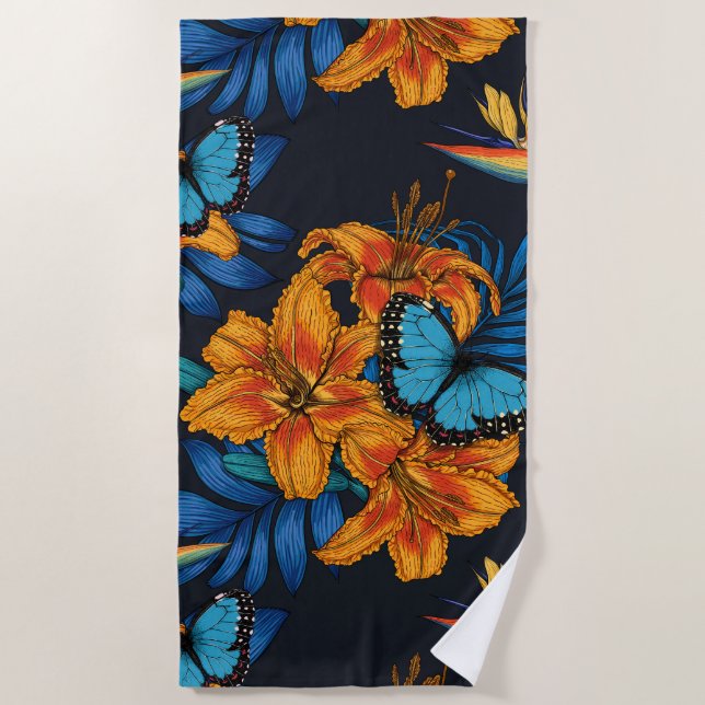 Tropical bouquet beach towel (Front)