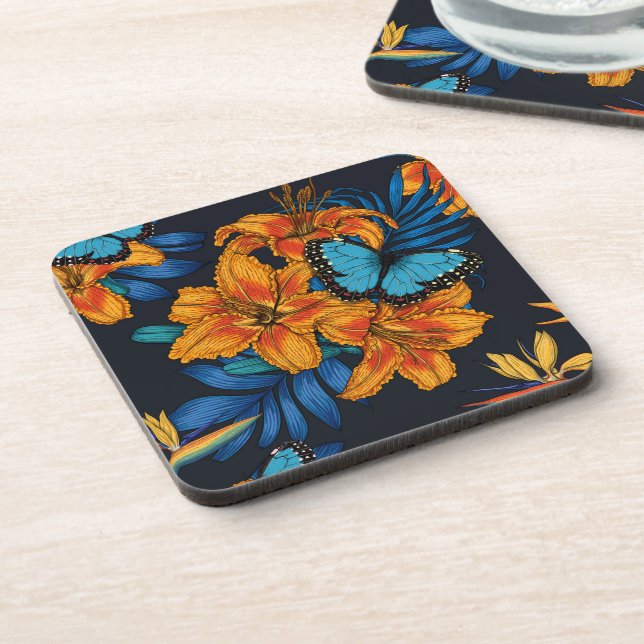 Tropical bouquet beverage coaster (Left Side)