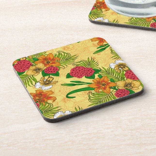 Tropical bouquet beverage coaster (Left Side)