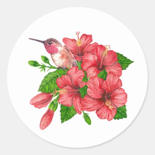 Tropical bouquet classic round sticker