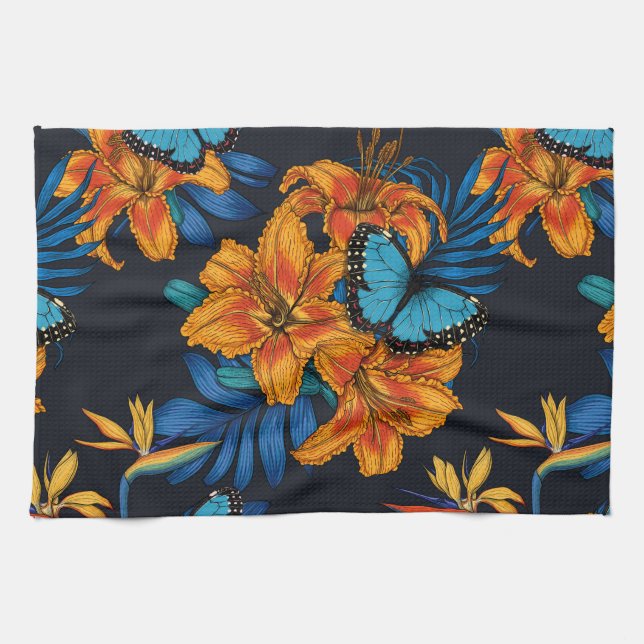 Tropical bouquet kitchen towel (Horizontal)
