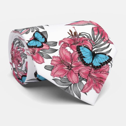 Tropical bouquet neck tie