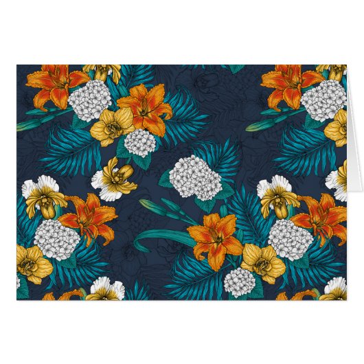 Tropical bouquet on blue (Front Horizontal)