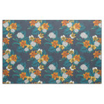 Tropical bouquet on blue fabric