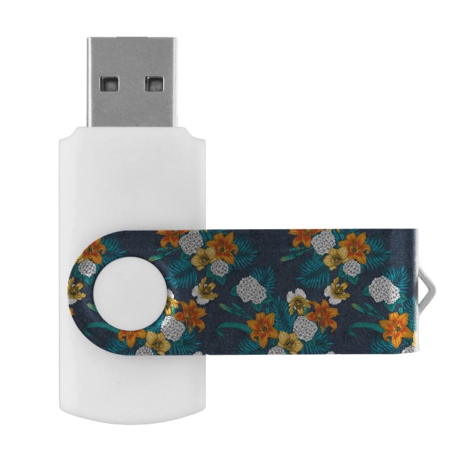 Tropical bouquet on blue flash drive (Opened)