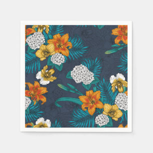 Tropical bouquet on blue napkins