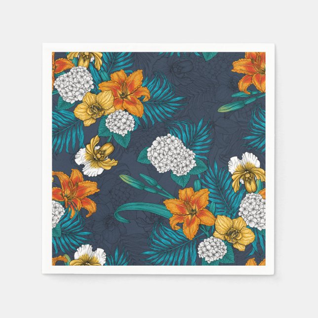Tropical bouquet on blue napkins (Front)