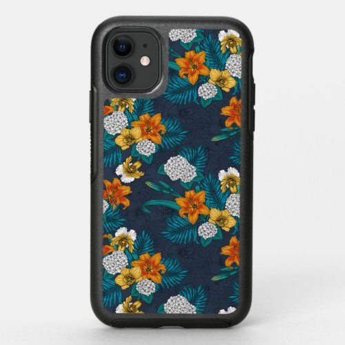 Tropical bouquet on blue OtterBox symmetry iPhone 11 case