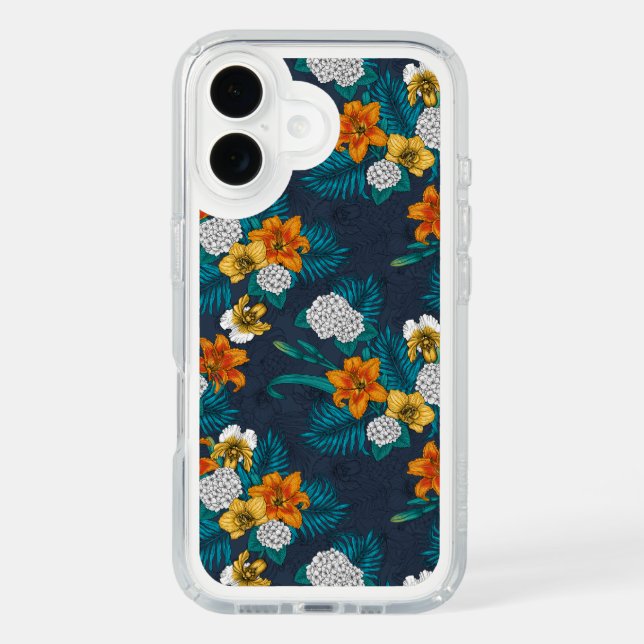 Tropical bouquet on blue speck iPhone case (Front)