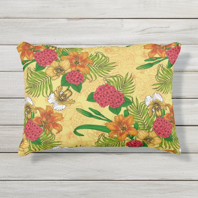 Tropical bouquet outdoor pillow (Front)