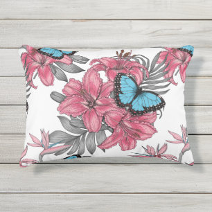 Tropical bouquet outdoor pillow