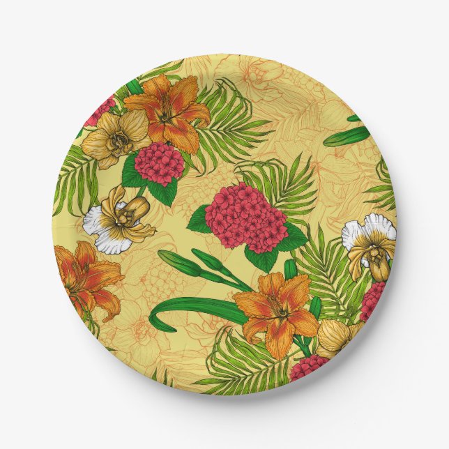 Tropical bouquet paper plates (Front)