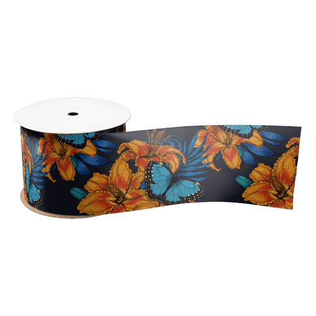 Tropical bouquet satin ribbon (Spool)