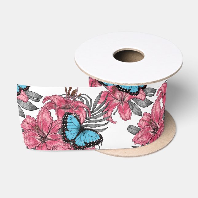 Tropical bouquet satin ribbon (Spool)