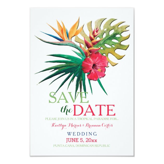 Tropical Bouquet Save The Date Announcement