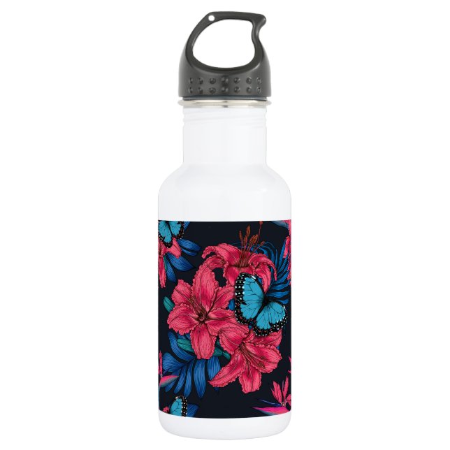 Tropical bouquet stainless steel water bottle (Front)