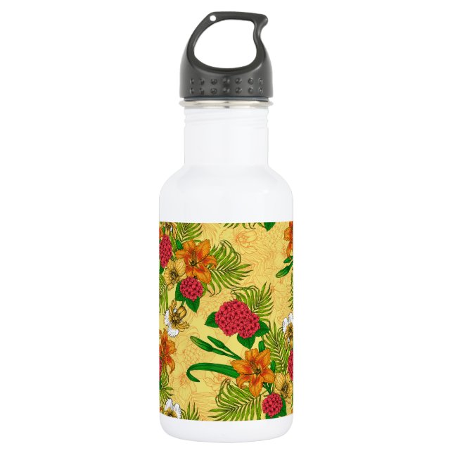 Tropical bouquet stainless steel water bottle (Front)