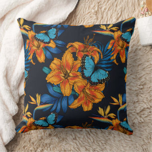 Tropical bouquet throw pillow