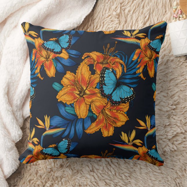 Tropical bouquet throw pillow (Blanket)