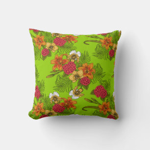 Tropical bouquet throw pillow