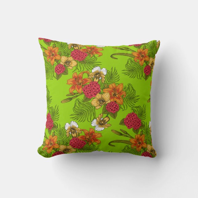 Tropical bouquet throw pillow (Front)