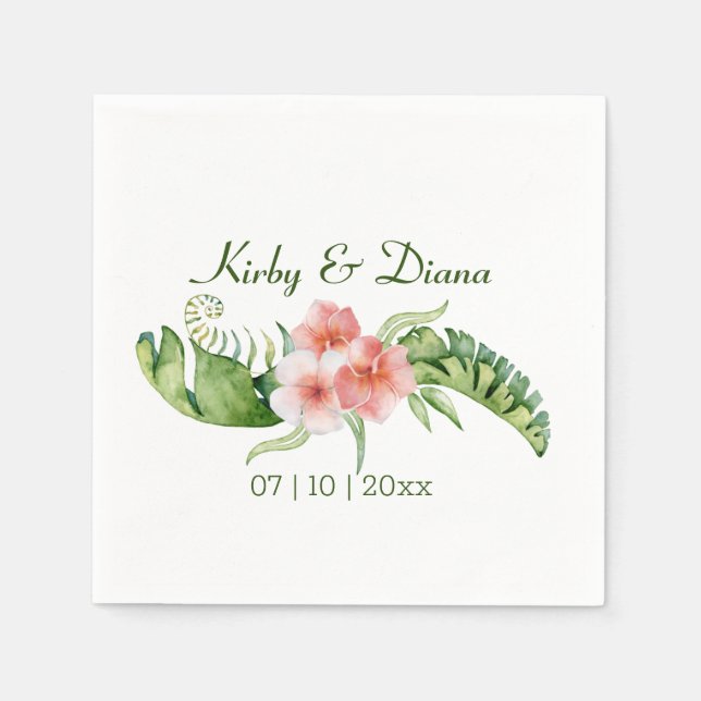 Tropical Bouquet Wedding Napkins (Front)