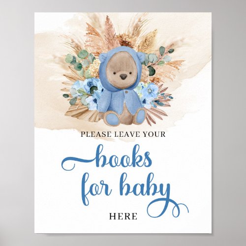 Tropical boy teddy bear pampas books for baby poster