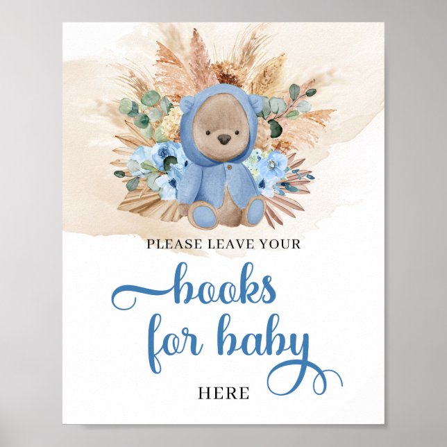 Tropical boy teddy bear pampas books for baby poster (Front)