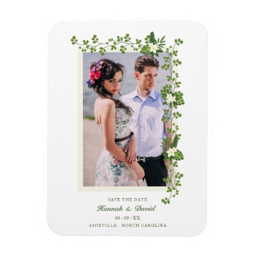 Tropical Branches  White Flowers Save the Date Magnet