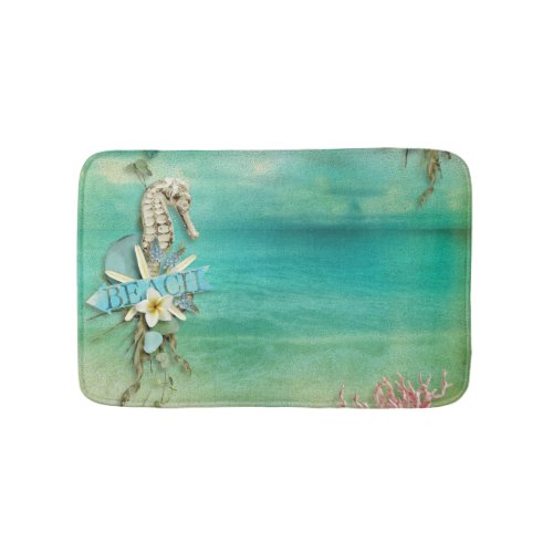 Tropical Breeze beach seahorse starfish ocean Bath Mat