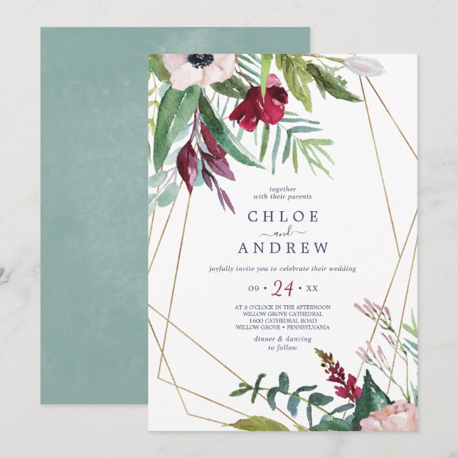 Tropical Breeze Casual Geometric Wedding Invitation (Front/Back)