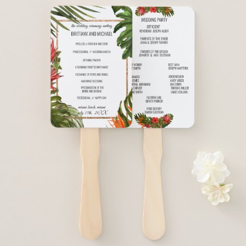 Tropical Breeze Floral Wedding Ceremony Program Hand Fan