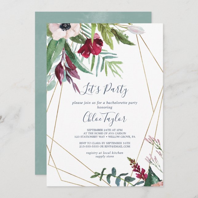 Tropical Breeze Geometric Let's Party Invitation (Front/Back)
