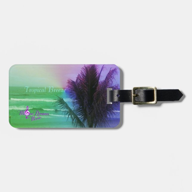 Tropical Breeze Luggage Tag with Leather Strap (Front Horizontal)