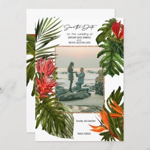 Tropical Breeze Lush Botanical Photo Save the Date Invitation